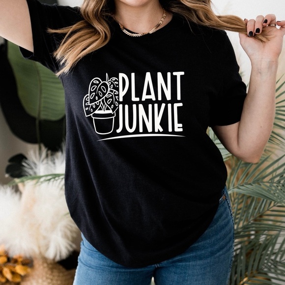 “Plant Junkie” Graphic Tee Shirt. Crew Neck And Short Sleeved - Picture 2 of 3